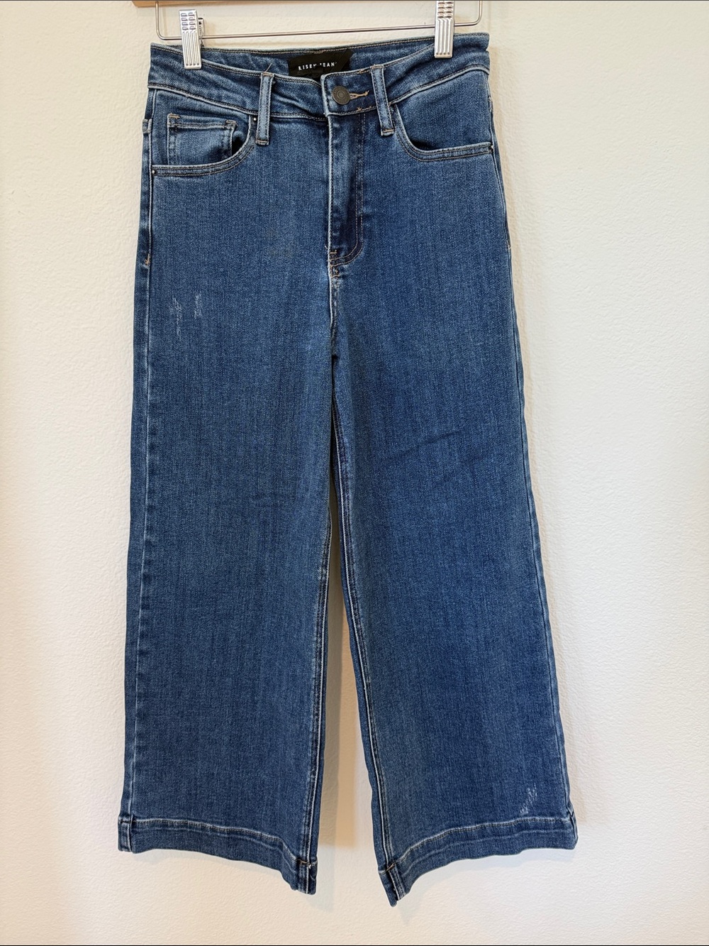 RISEN High-Rise Wide Leg Jeans in Medium Blue — Women's 1/25